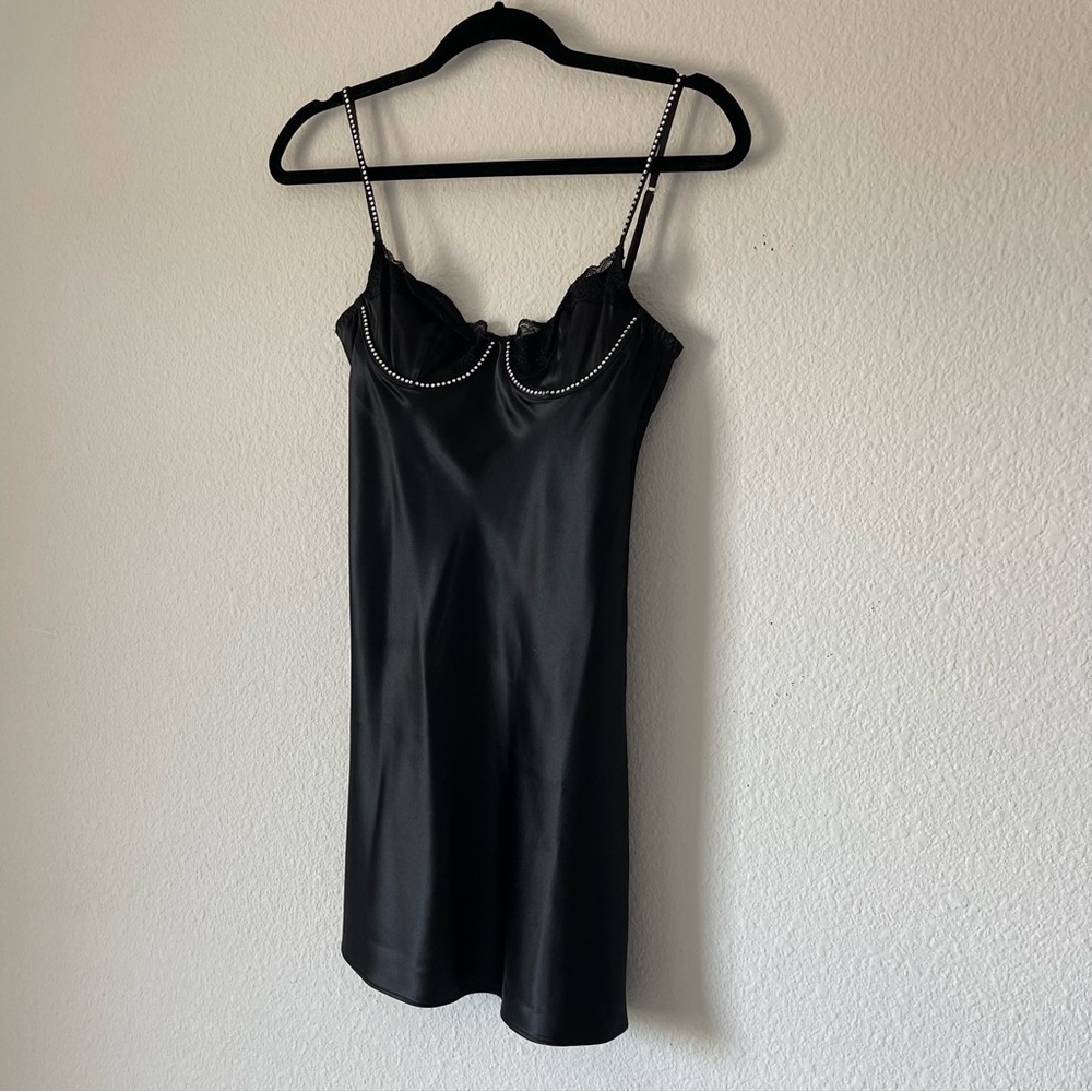 Victoria secret black lace satin dress